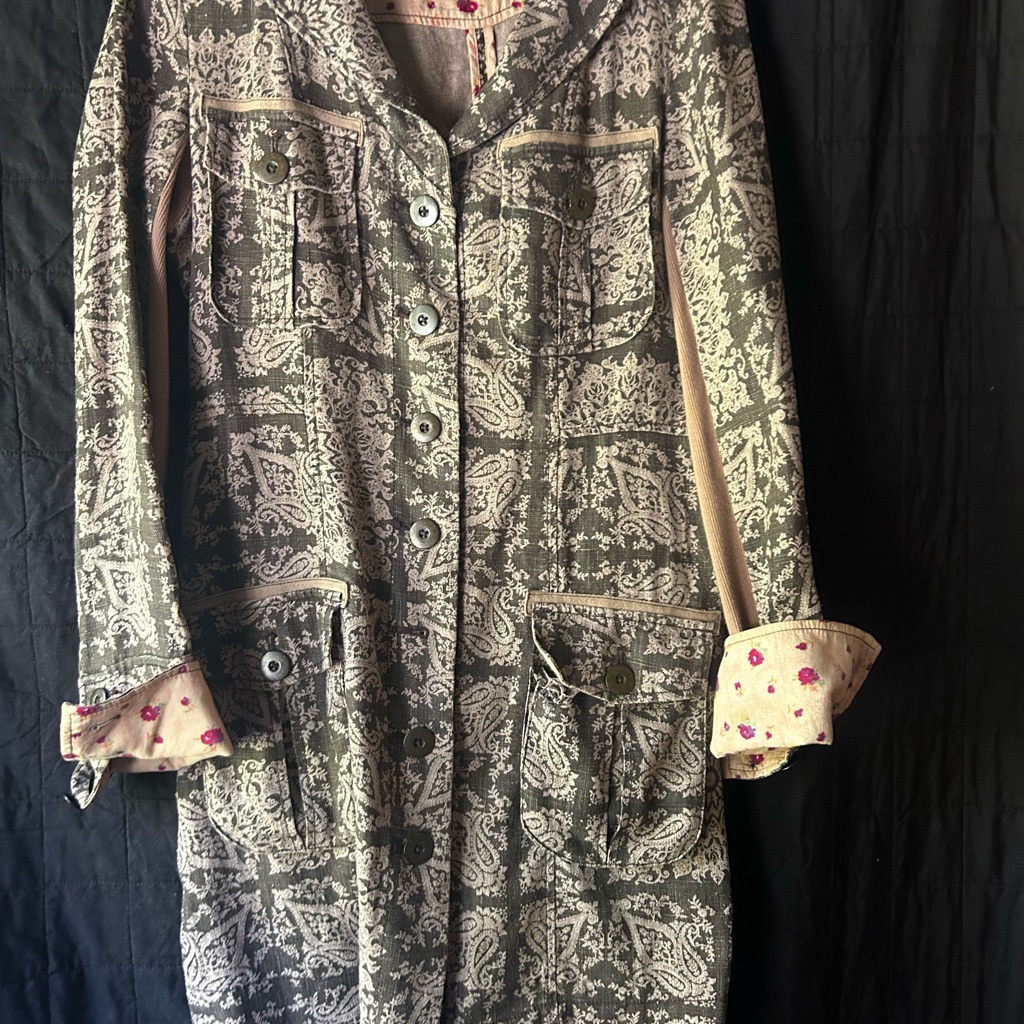 Free People Brown And Pink Patterned Coat